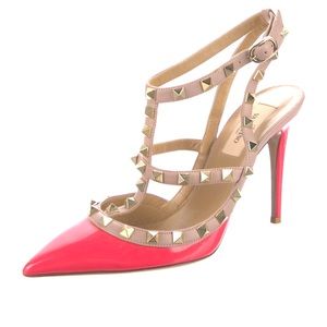 Barbie Pink Valentino Rockstud Cage Heels